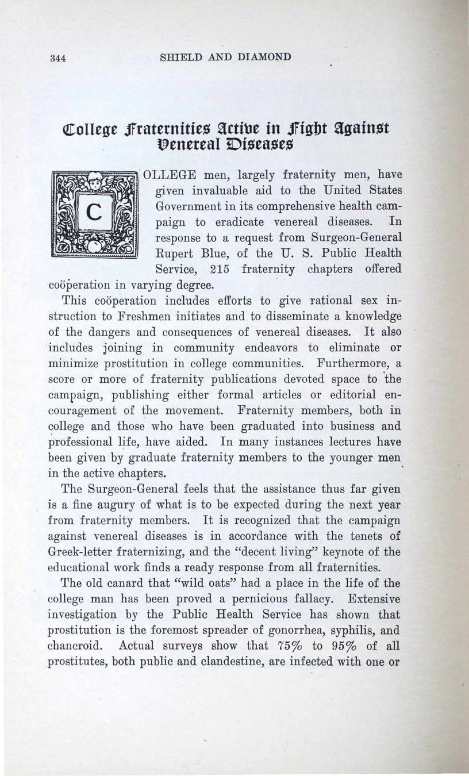 College Fraternities Active in Fight Against General Diseases